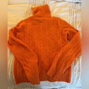 Ralph Lauren Orange Cable Knit Turtleneck Sweater